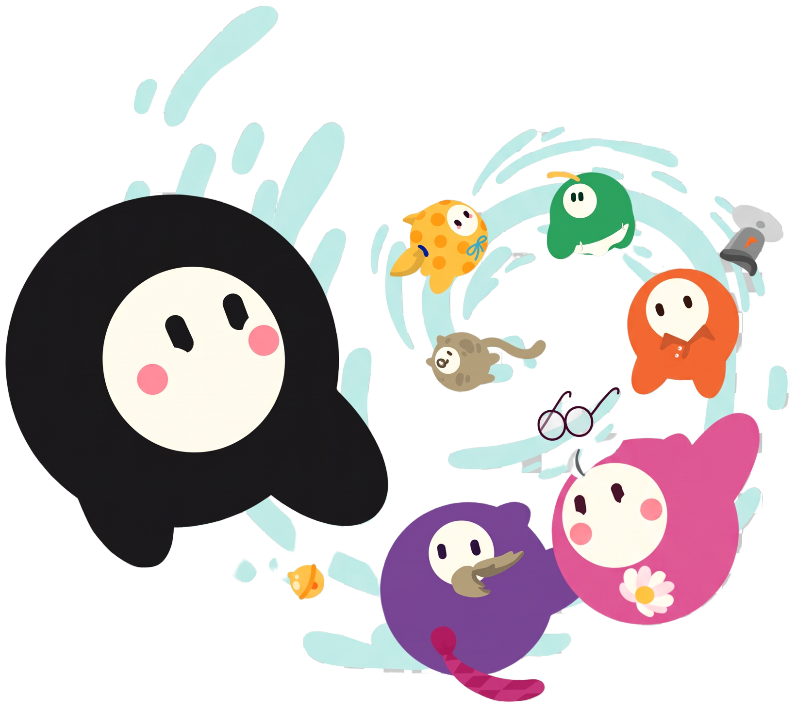 Fala remolinando a otros personajes de la app